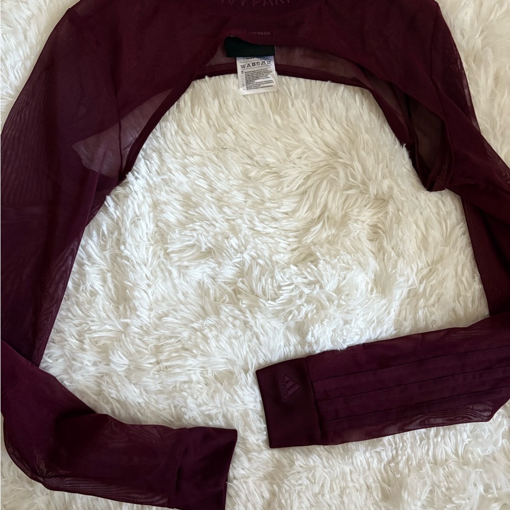 Ivy Park x Adidas Burgundy Mesh Long Sleeve Top